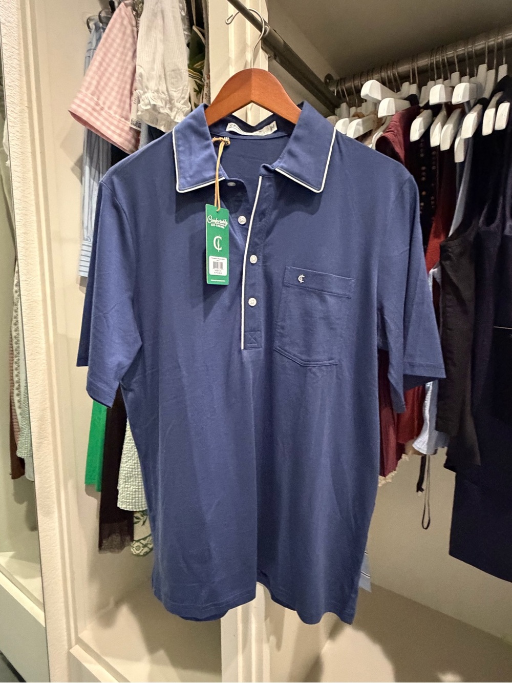 Criquet Navy Polo with White Contrast Piping